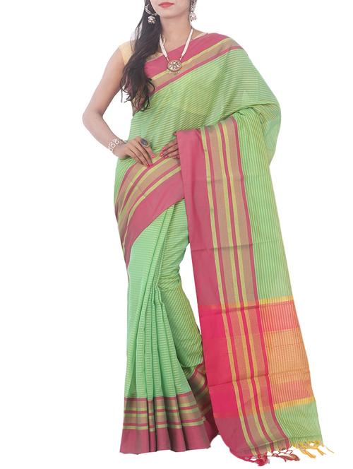 green art silk woven saree with blouse - 13352680 - Very Small Image - 1