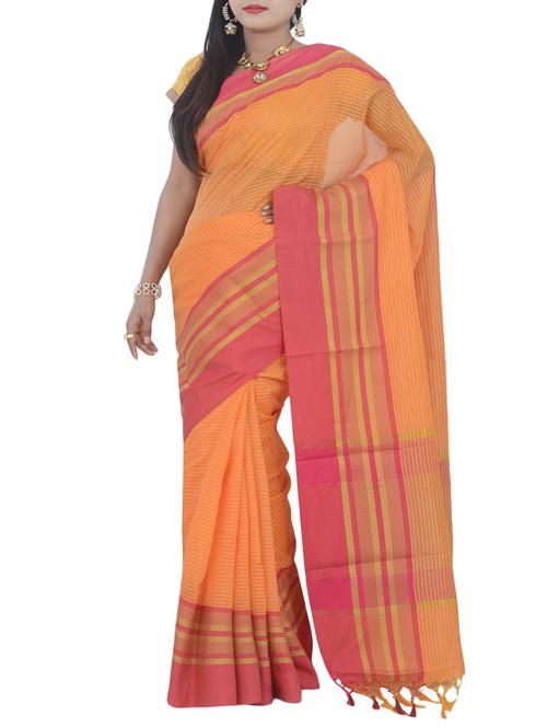 orange art silk woven saree with blouse - 13352682 - Very Small Image - 1