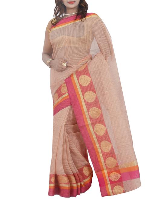 beige art silk woven saree with blouse - 13352683 - Very Small Image - 1