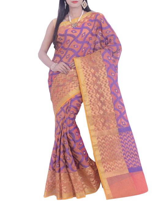 orange art silk woven saree with blouse - 13352694 - Very Small Image - 1