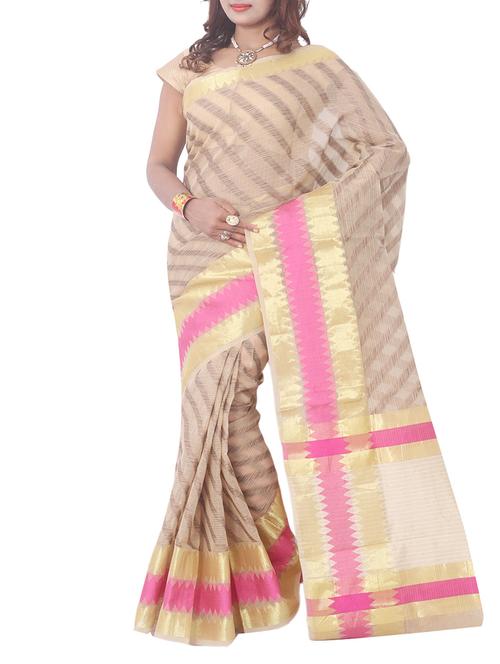beige art silk woven saree with blouse - 13352697 - Very Small Image - 1
