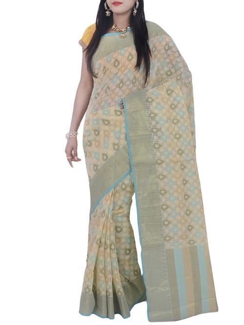 beige art silk woven saree with blouse - 13352705 - Very Small Image - 1