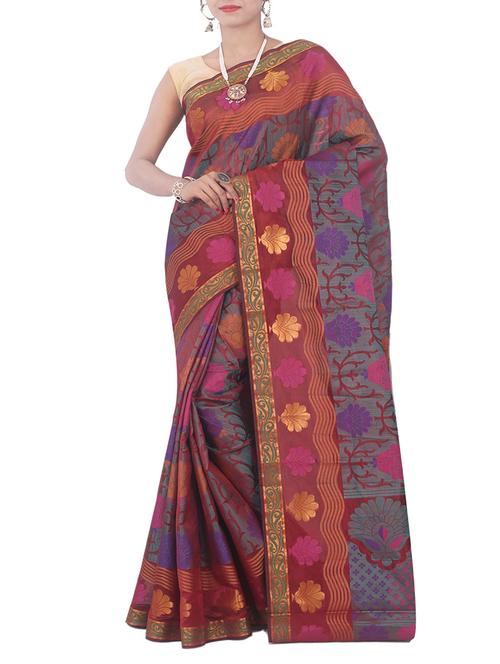 blue art silk woven saree with blouse - 13352740 - Very Small Image - 1