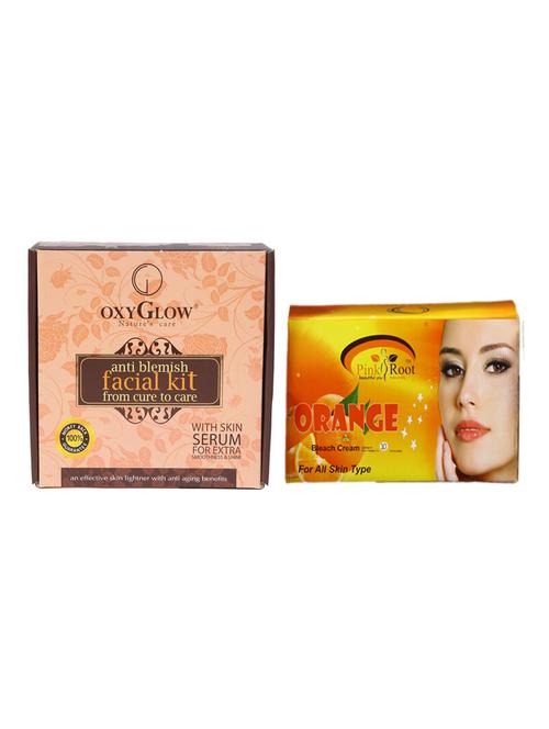 oxyglow anti blemish facial kit 165 gm with pink root orange bleach 250 gm - 13354536 - Very Small Image - 1