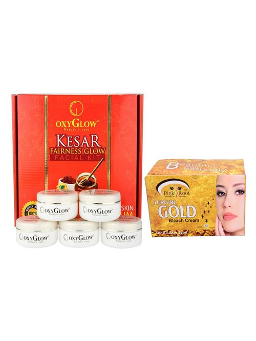 oxyglow kesar facial kit with pink root gold bleach - 13354542 - Very Small Image - 1