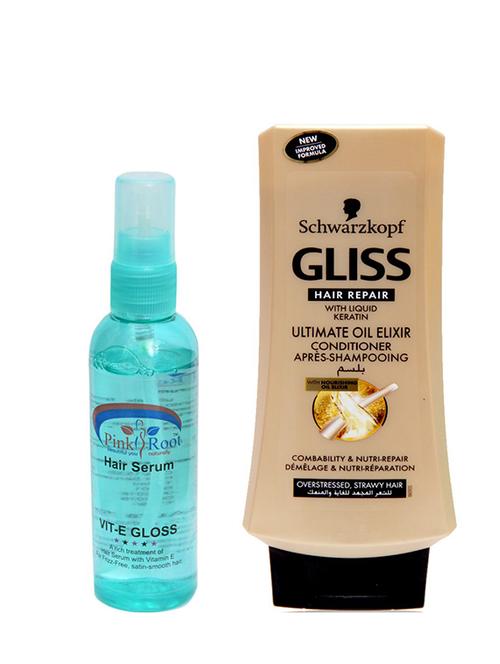 schwarzkopf ultimate oil elixir conditioner 400ml with pink root hair serum 100ml - 13354572 - Very Small Image - 1