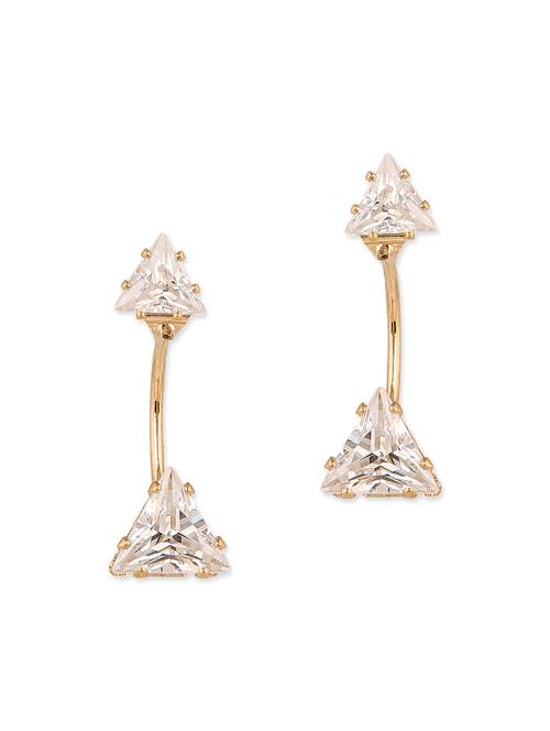 gold brass studs earrings - 13355834 - Very Small Image - 1
