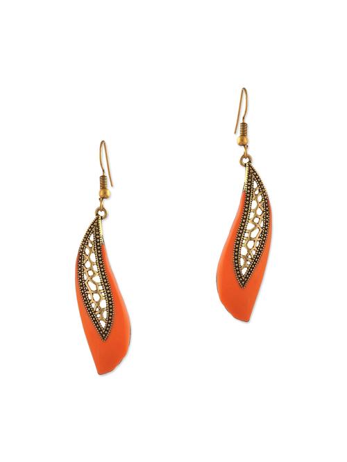 orange brass drop earrings - 13355915 - Very Small Image - 1