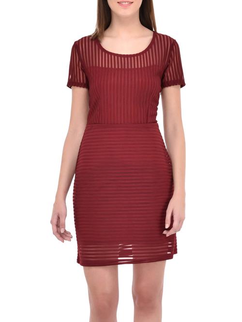 solid maroon sheath dress - 13358031 - Very Small Image - 1