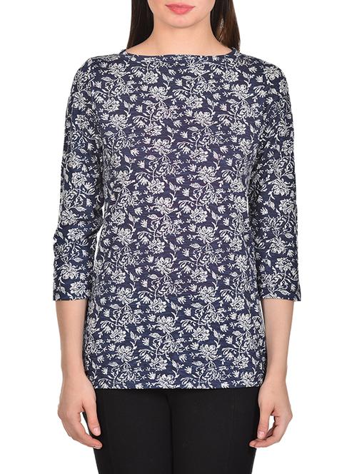 boat neck floral top - 13358616 - Very Small Image - 1