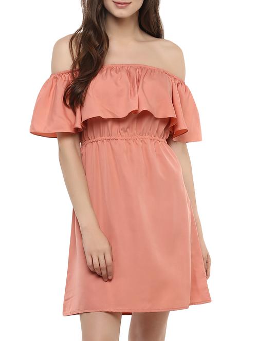 pink crepe off shoulder dress - 13359104 - Very Small Image - 1