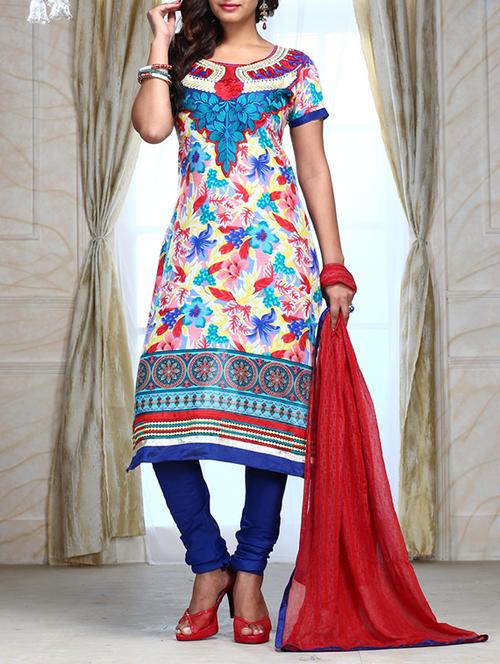 multi colored cotton unstitched suit - 13363829 - Very Small Image - 1