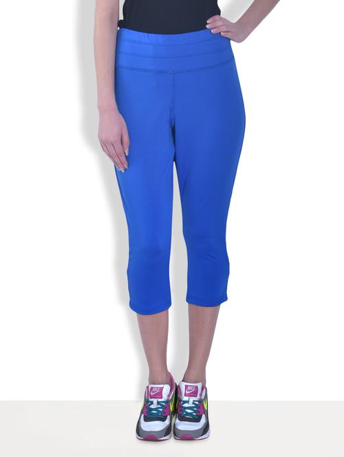 solid cerulean blue poly-lycra capris - 1336435 - Very Small Image - 1
