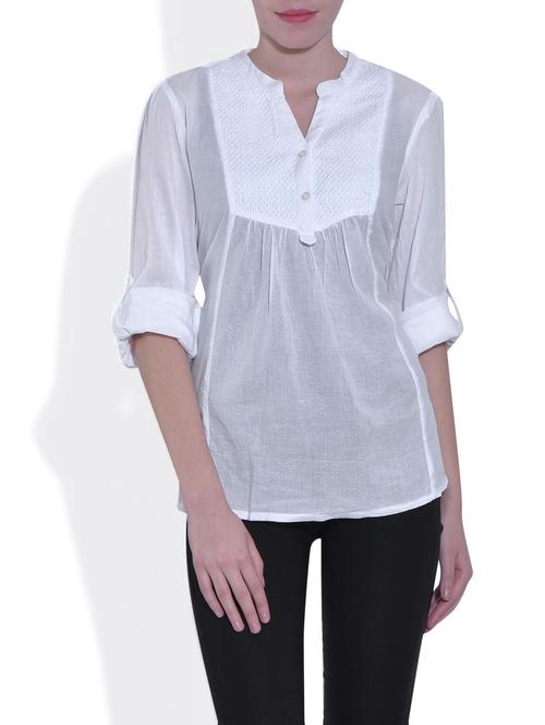 solid white semi-sheer cotton top - 1336449 - Very Small Image - 1