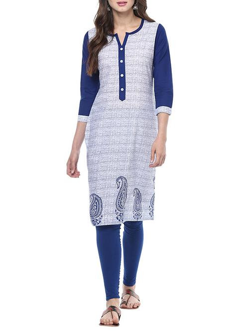 white cotton straight kurta - 13367217 - Very Small Image - 1