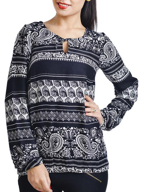 black printed rayon regular top - 13367724 - Very Small Image - 1