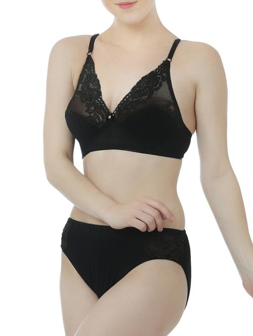black cotton bras and panty set - 13367865 - Very Small Image - 1