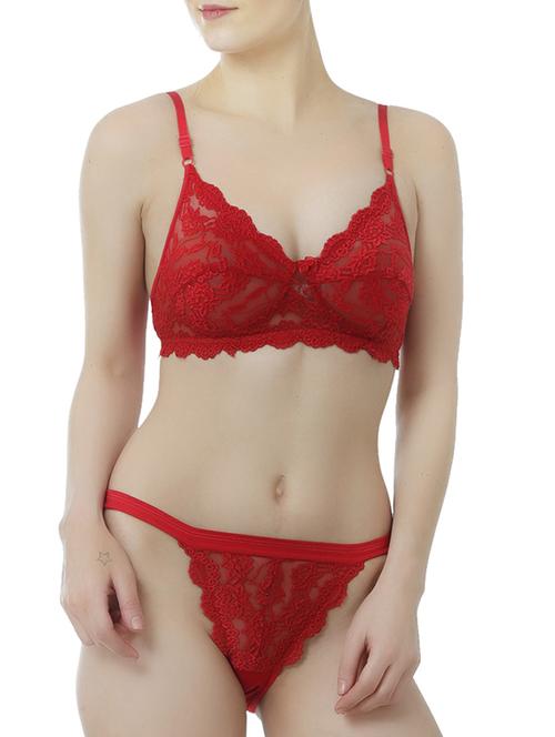red lace bras and panty set - 13367874 - Very Small Image - 1