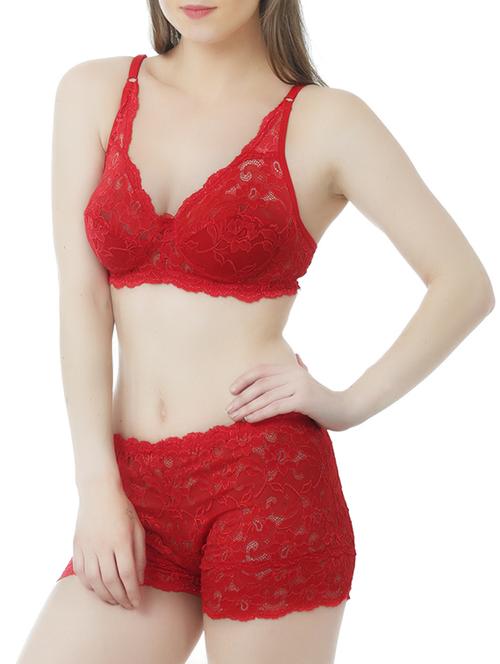 red lace bras and panty set - 13367881 - Very Small Image - 1