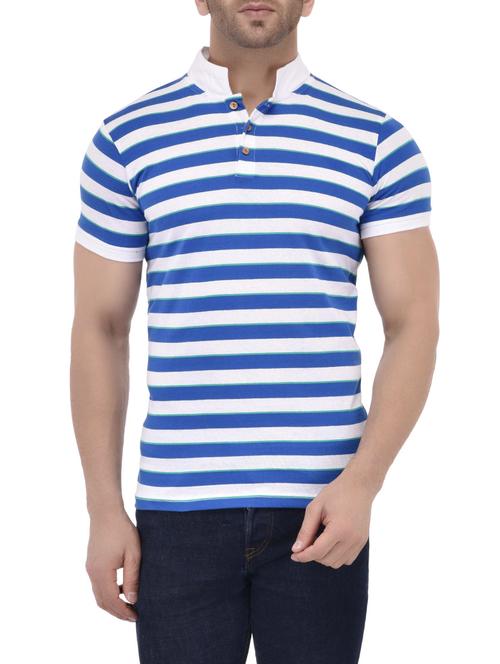 dark blue cotton striped t-shirt - 13368158 - Very Small Image - 1