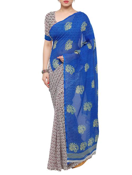 multi colored georgette printed saree with blouse - 13370072 - Very Small Image - 1