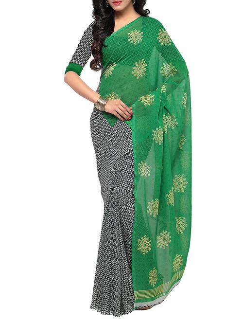 multi colored georgette printed saree with blouse - 13370076 - Very Small Image - 1
