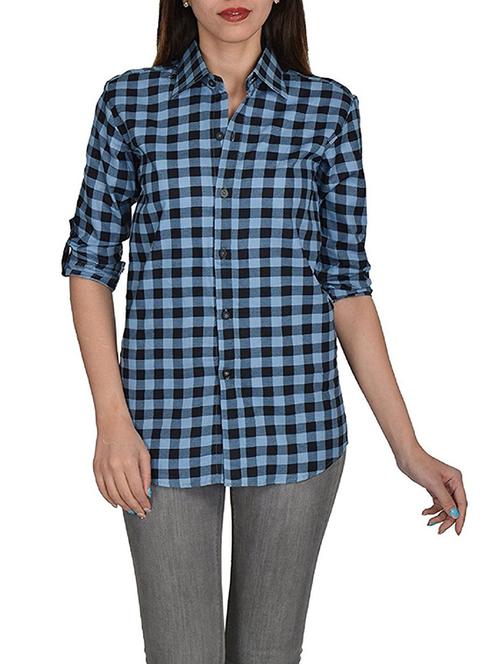 blue cotton regular shirt - 13373969 - Very Small Image - 1