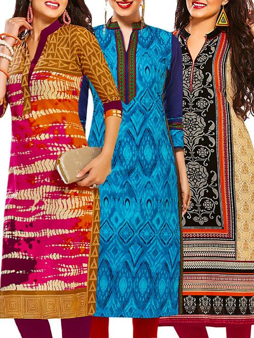 multi colored cotton combos unstitched kurtis - 13374190 - Very Small Image - 1