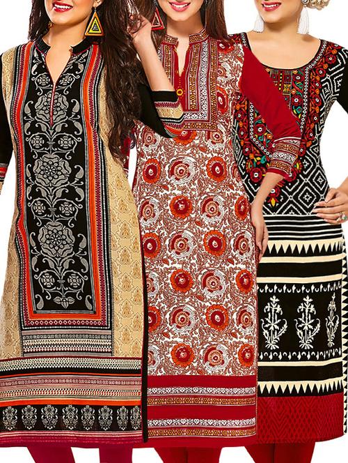 multi colored cotton combos unstitched kurtis - 13374208 - Very Small Image - 1