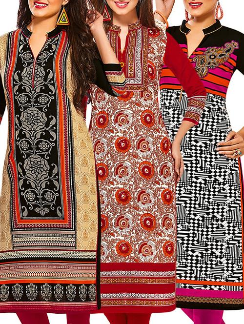 multi colored cotton combos unstitched kurtis - 13374211 - Very Small Image - 1