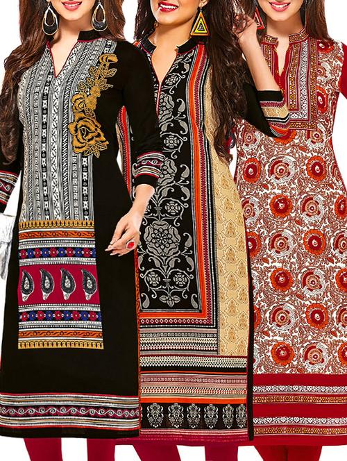 multi colored cotton combos unstitched kurtis - 13374214 - Very Small Image - 1