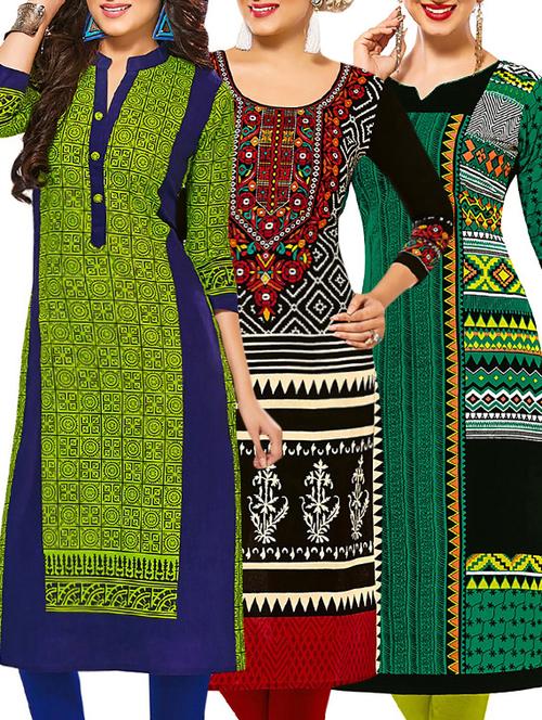 multi colored cotton printed combos unstitched kurtis - 13374392 - Very Small Image - 1