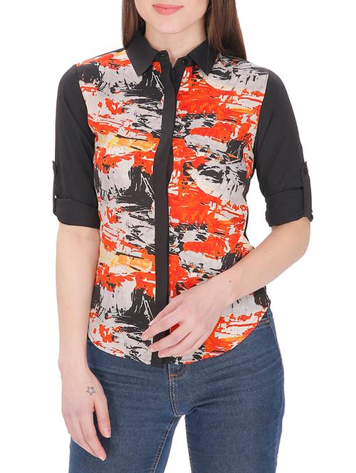 black printed crepe shirt - 13382851 - Very Small Image - 1