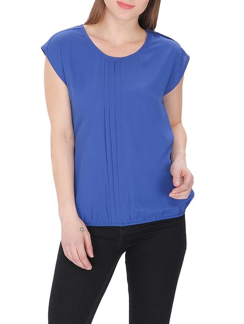 dark blue poly crepe top - 13383366 - Very Small Image - 1