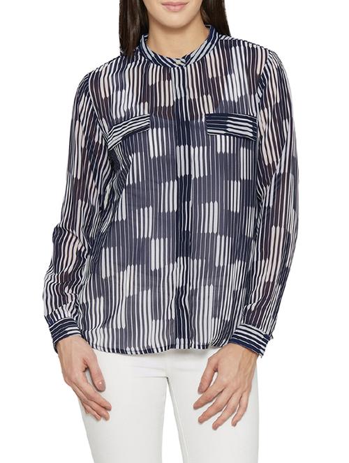 navy blue printed regular shirt - 13384997 - Very Small Image - 1