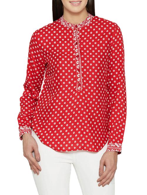 red printed regular tunic - 13384998 - Very Small Image - 1
