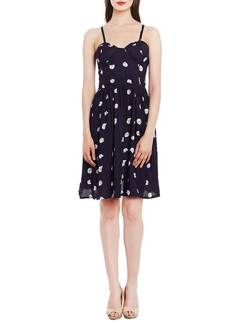 black rayon fit & flare dress - 13385104 - Very Small Image - 1