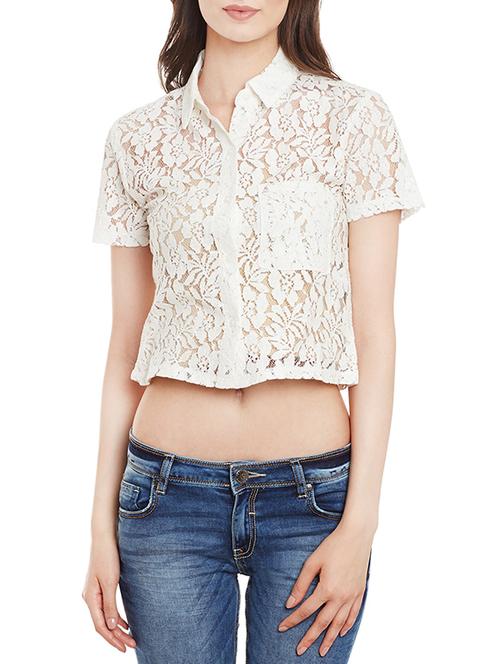 white lace crop shirt - 13385107 - Very Small Image - 1
