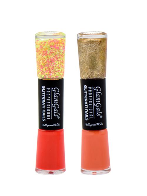 glamgals hollywood-u.s.a combo of 2 glossy finish glitterati nail polish(orange peach) - 13385927 - Very Small Image - 1