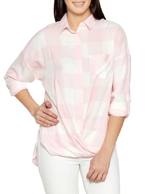 pink checkered assymmetric tunic - 13386028 - Very Small Image - 1