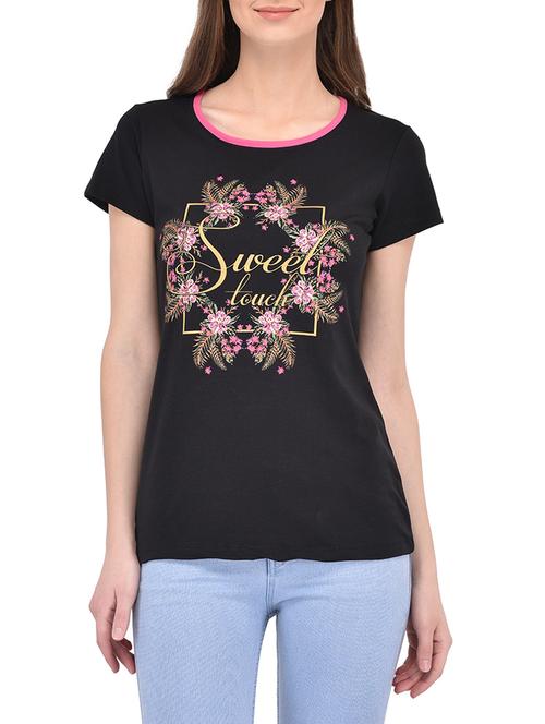 black cotton regular tshirt - 13390781 - Very Small Image - 1