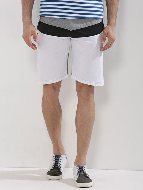 grey and white colour block cotton short - 13392094 - Very Small Image - 1
