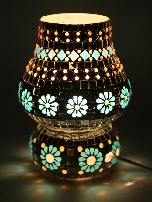 earthenmetal mosaic style crystal decorated white glass table lamp - 13392828 - Very Small Image - 1