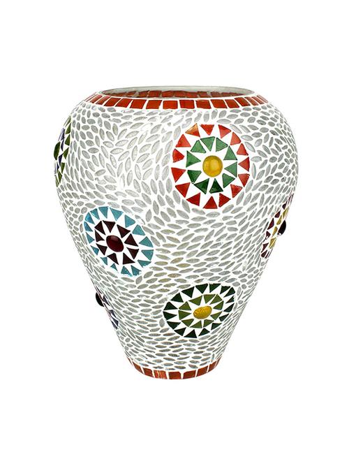 earthenmetal handcrafted inverted dome shaped mosaic style honey hive design white glass table lamp - 13392829 - Very Small Image - 1