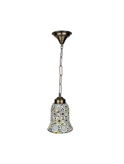 earthenmetal handcrafted mosaic style multicoloured sunflower design white glass hanging light - 13392830 - Very Small Image - 1