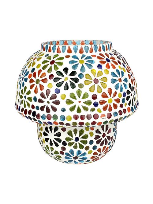 earthenmetal handcrafted mosaic style multicoloured flowers glass table lamp - 13392832 - Very Small Image - 1
