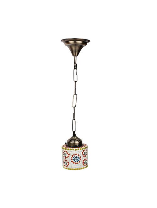 earthenmetal handcrafted white polka design blue coloured flower decorated glass hanging light - 13392837 - Very Small Image - 1