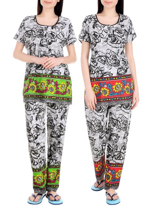 set of 2 multi colored cotton pyjama set - 13392935 - Very Small Image - 1