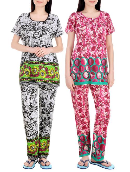set of 2 multi colored cotton pyjama set - 13392939 - Very Small Image - 1