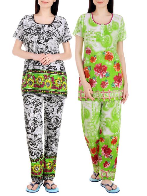 set of 2 multi colored cotton pyjama set - 13392947 - Very Small Image - 1